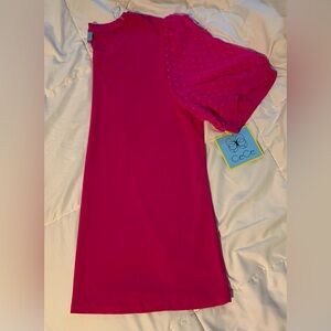 Cece’s Hot Pink Blouse Women’s XL translucent sleeves NWT never worn!
